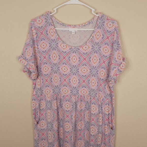 J.Jill Womens Dress Large Pockets Multicolor Geometric Print Short Sleeve - Picture 1 of 7